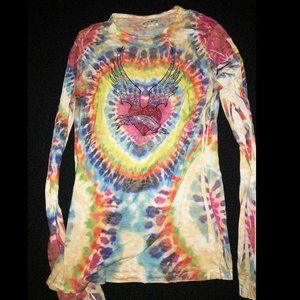 Winged Heart Rainbow Tie-Dye Long Sleeve